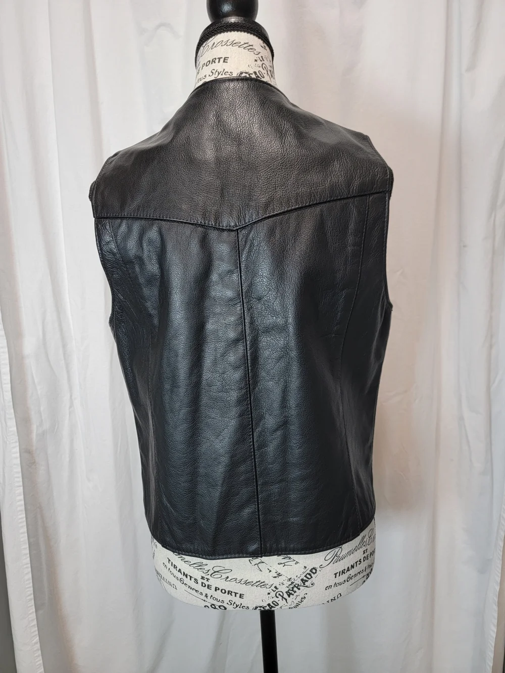 Men's Vintage Black Leather Biker Vest with Button Front New Without Tags